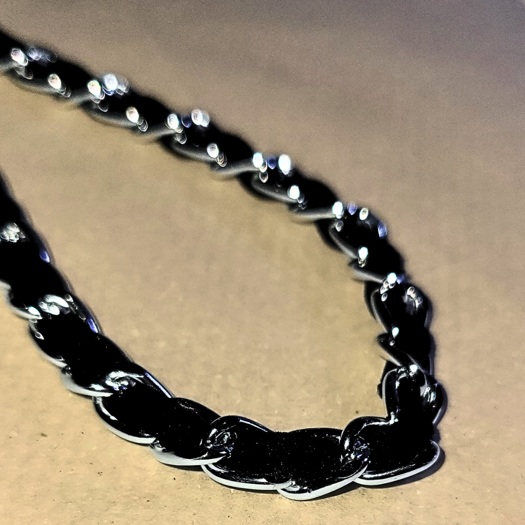Crystal Leaf Pendant with chunky black chain