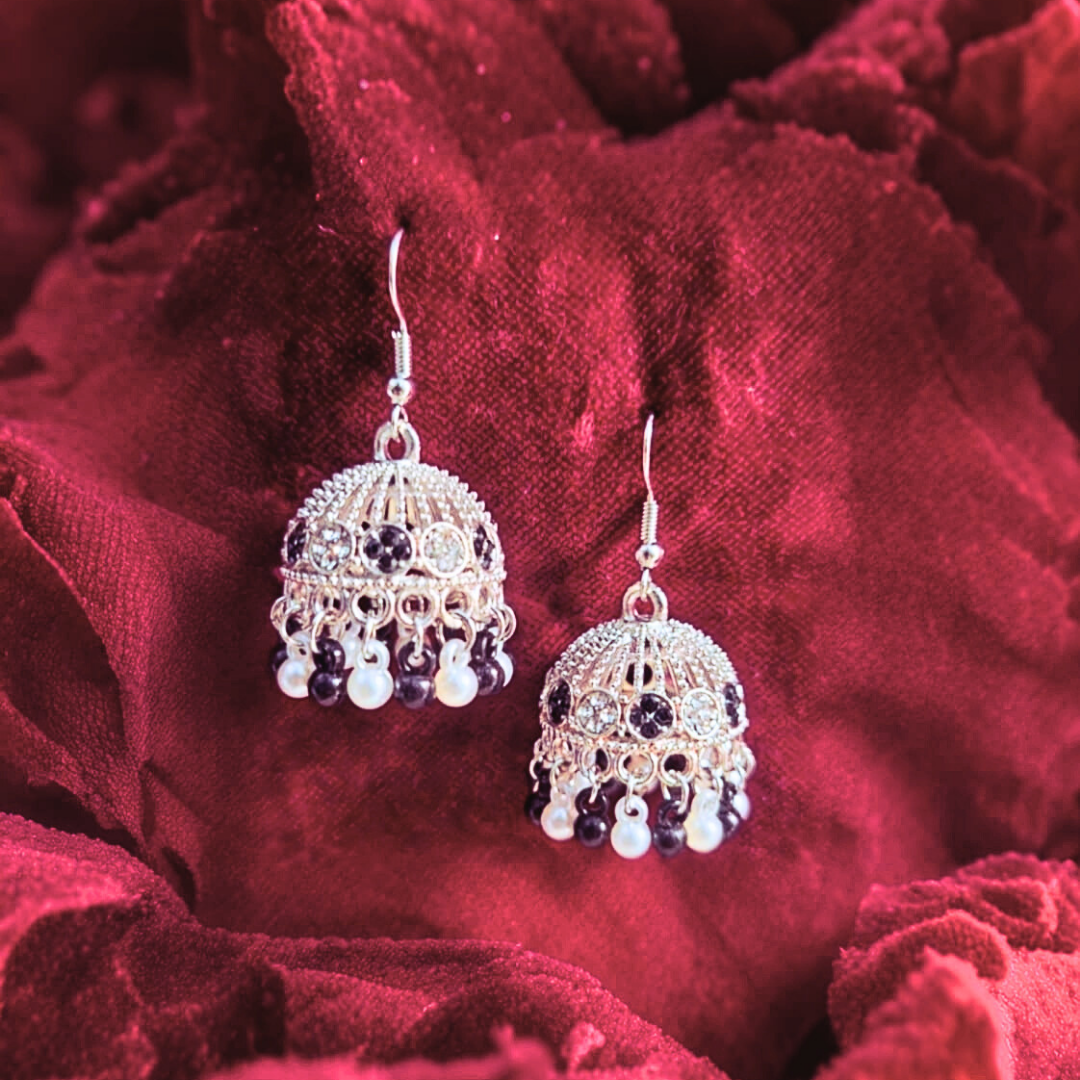Elegant golden/silver color jhumka Bali by Salmanify Jewellers.