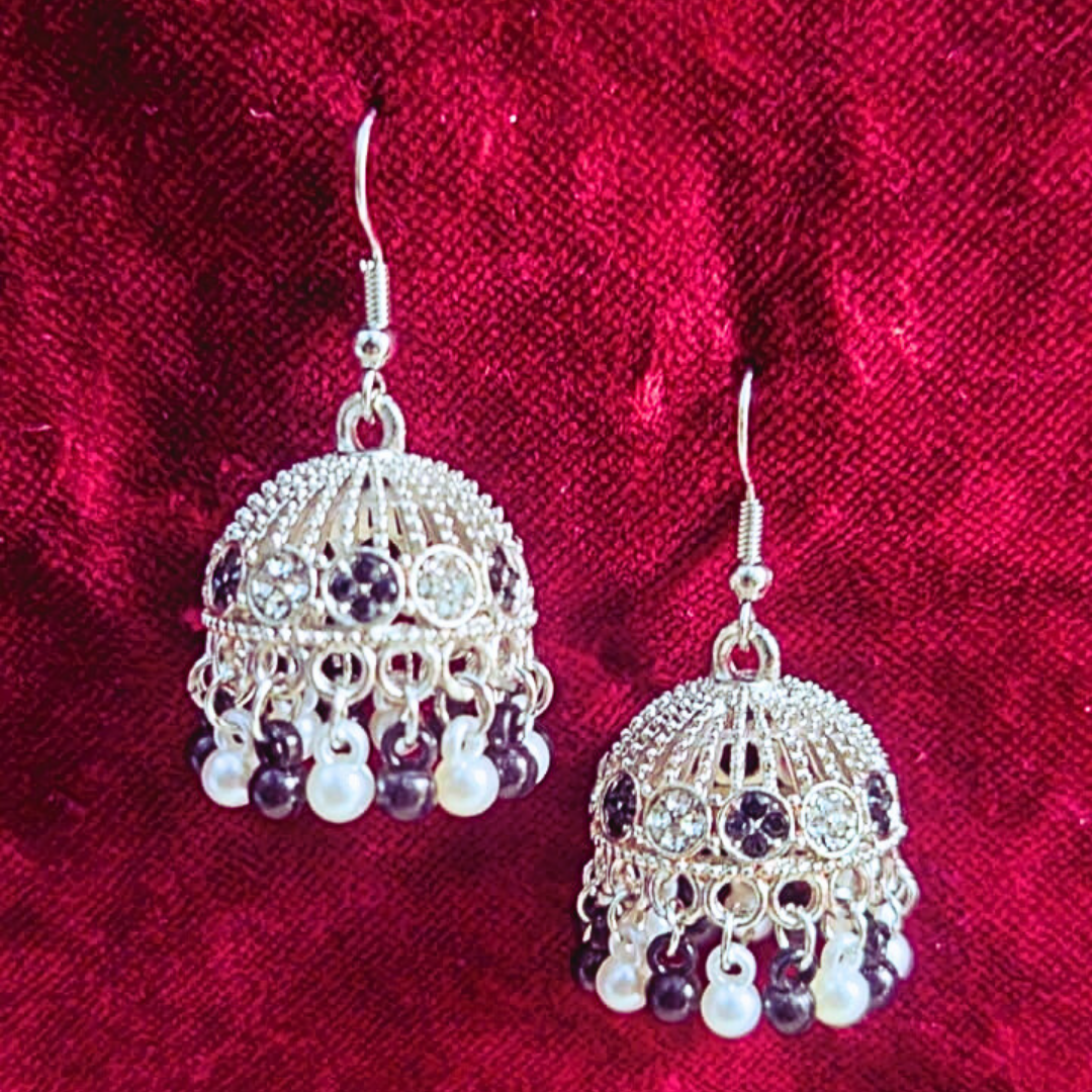 Elegant golden/silver color jhumka Bali by Salmanify Jewellers.