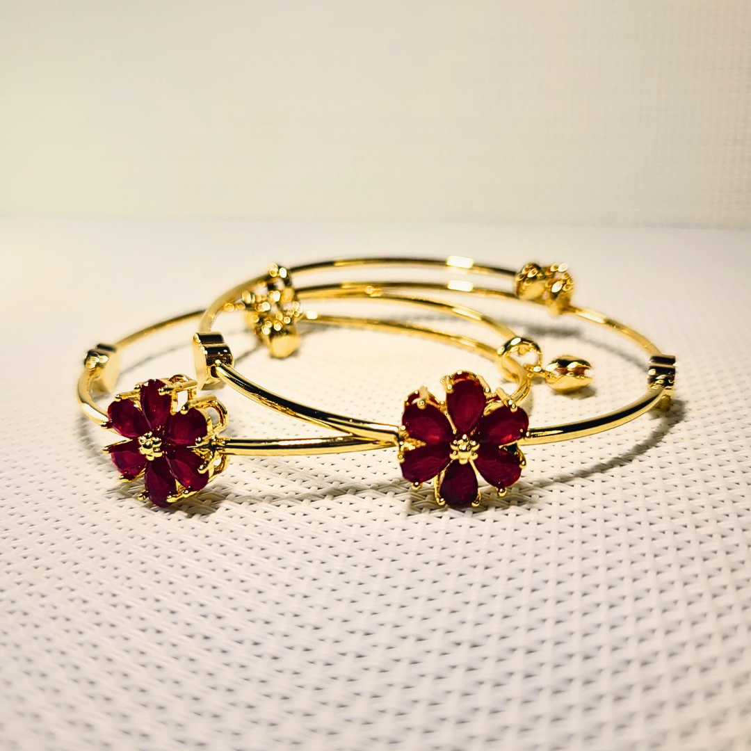 Floral Ruby Crystal Bracelet