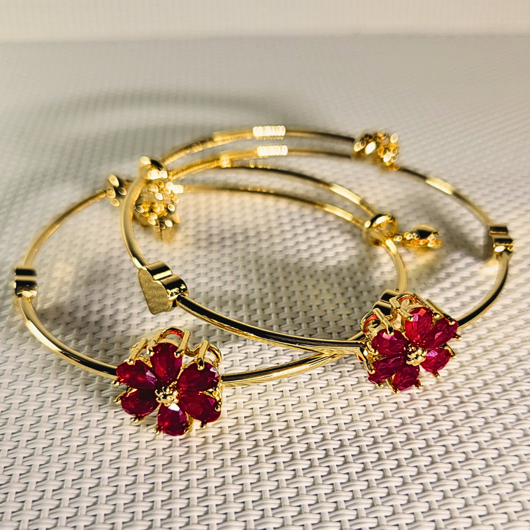 Floral Ruby Crystal Bracelet