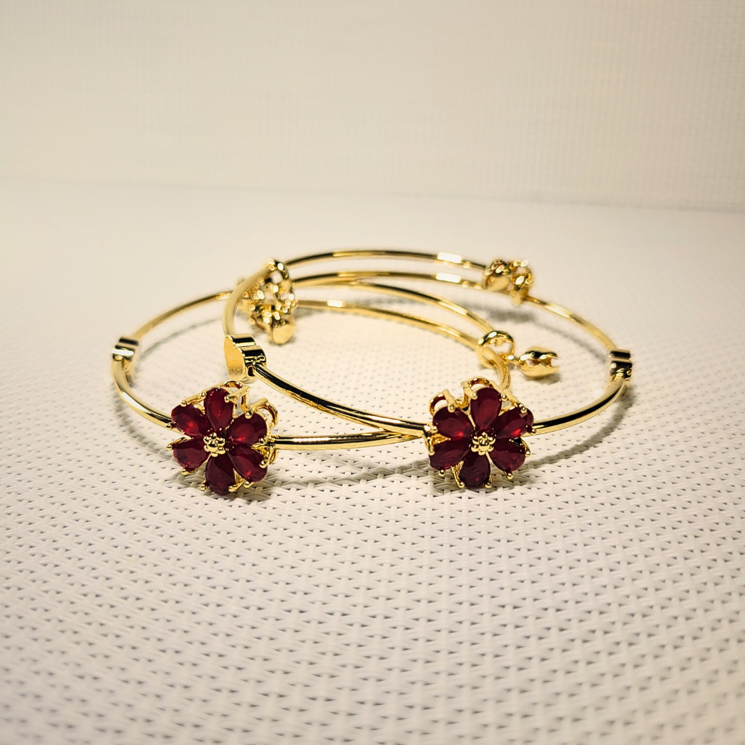 Floral Ruby Crystal Bracelet