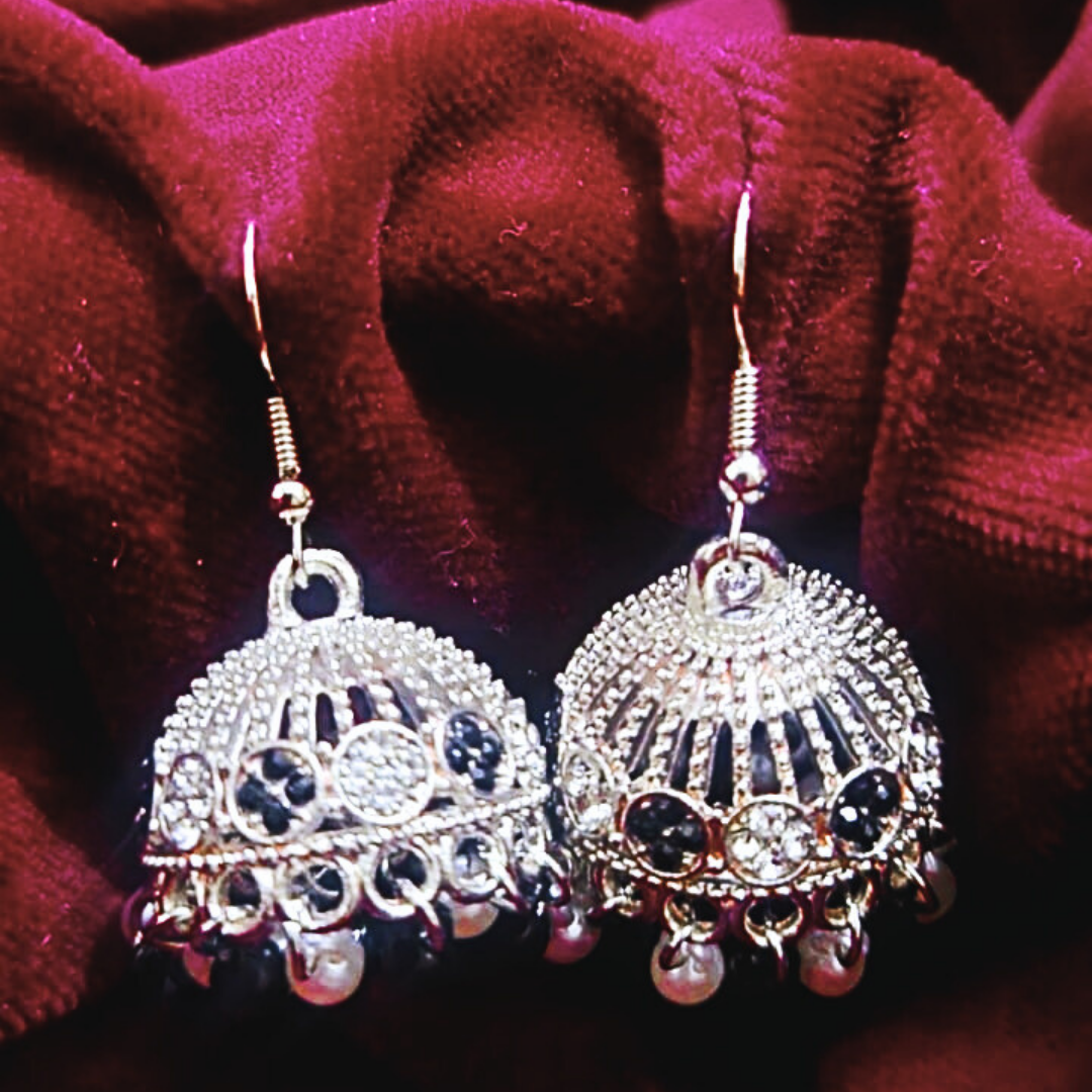 Elegant golden/silver color jhumka Bali by Salmanify Jewellers.