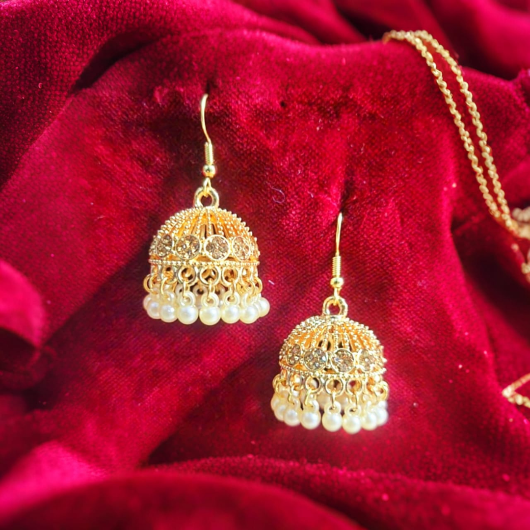 Elegant golden/silver color jhumka Bali by Salmanify Jewellers.
