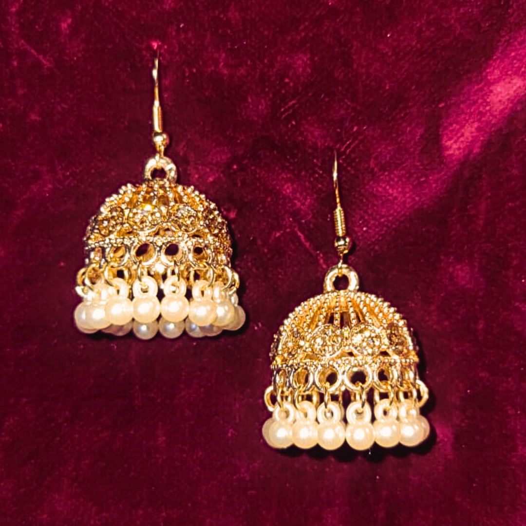 Elegant golden/silver color jhumka Bali by Salmanify Jewellers.
