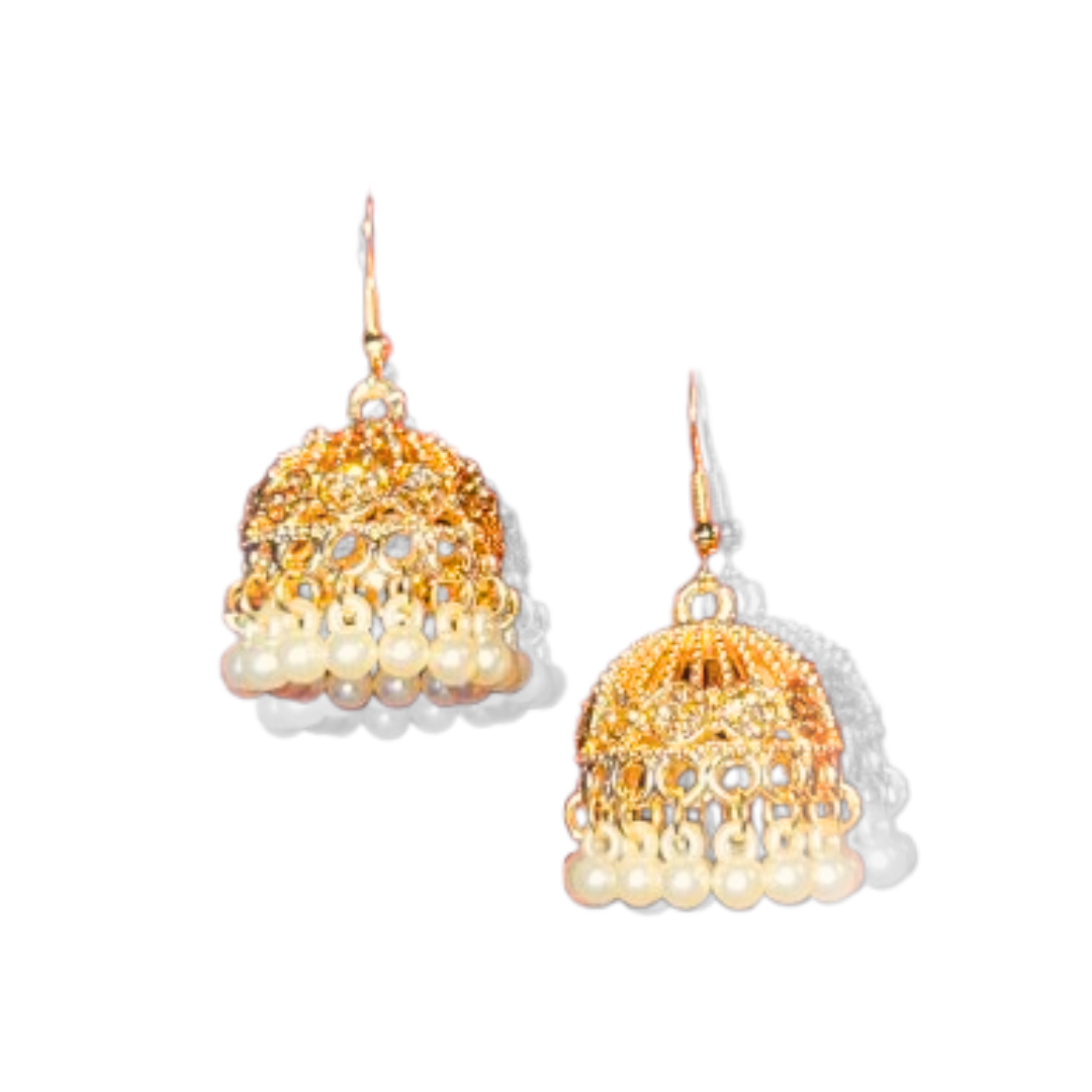 Elegant golden/silver color jhumka Bali by Salmanify Jewellers.