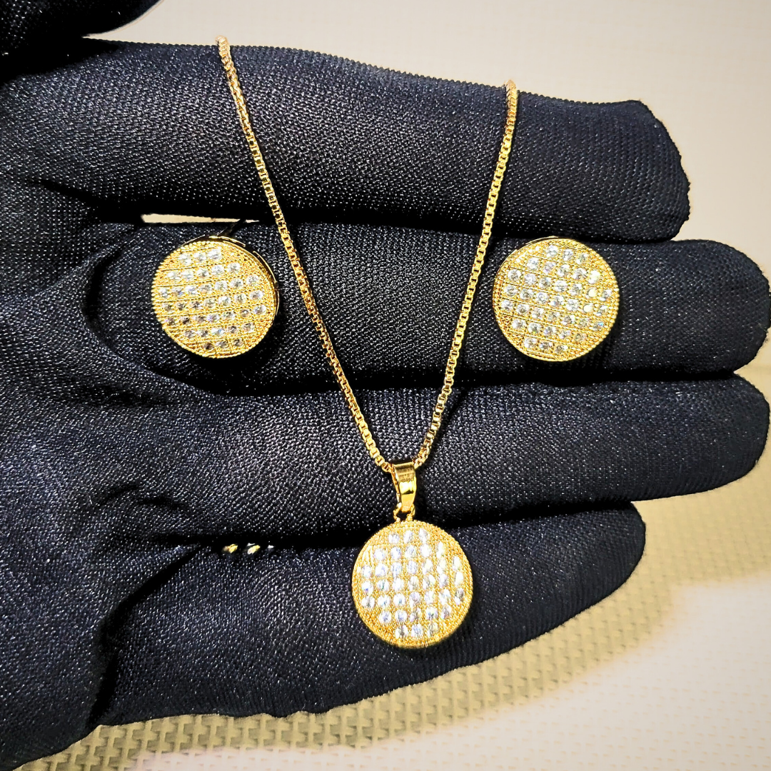 Zircon Button Necklace set