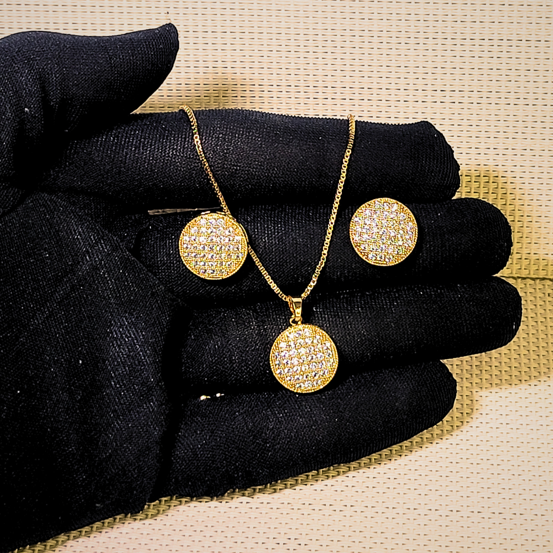 Zircon Button Necklace set
