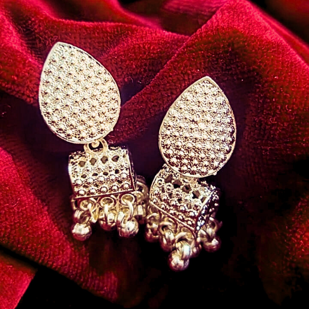 Crystal Pearl Indian traditional Jhumka earrings - Salmanify Jewellers