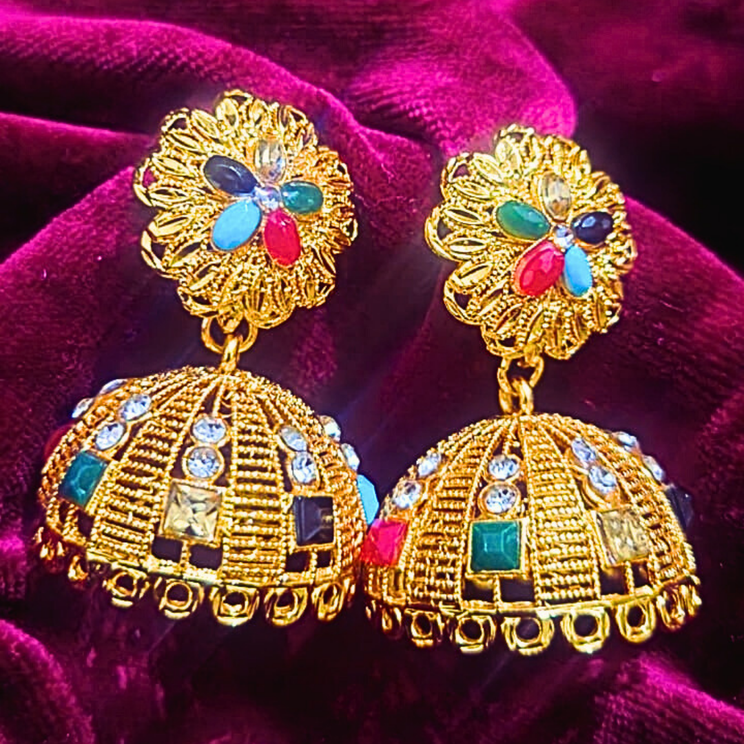 Regal Multicolor Jhumka Earrings - Salmanify Jewellers