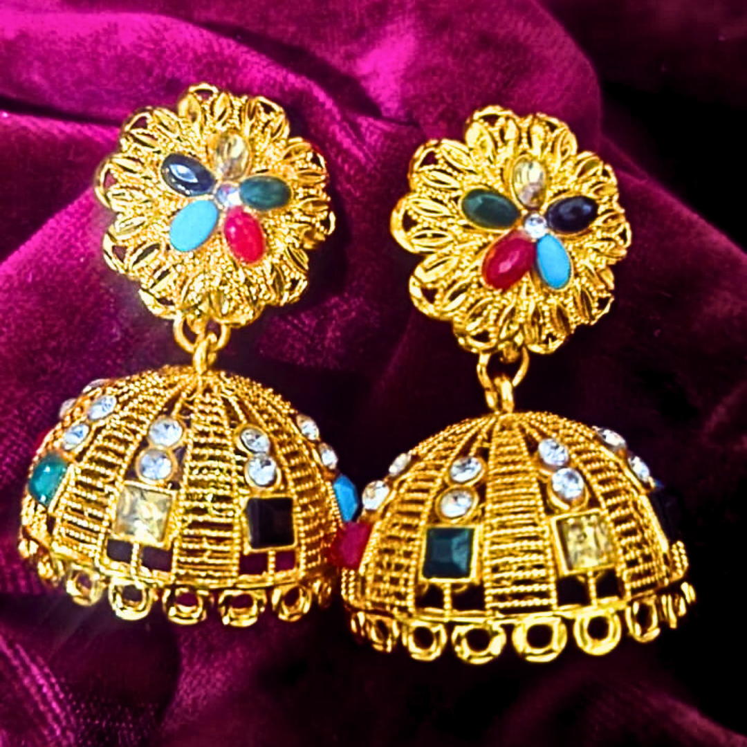 Regal Multicolor Jhumka Earrings - Salmanify Jewellers