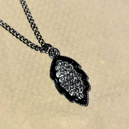 Crystal Leaf Pendant with chunky black chain