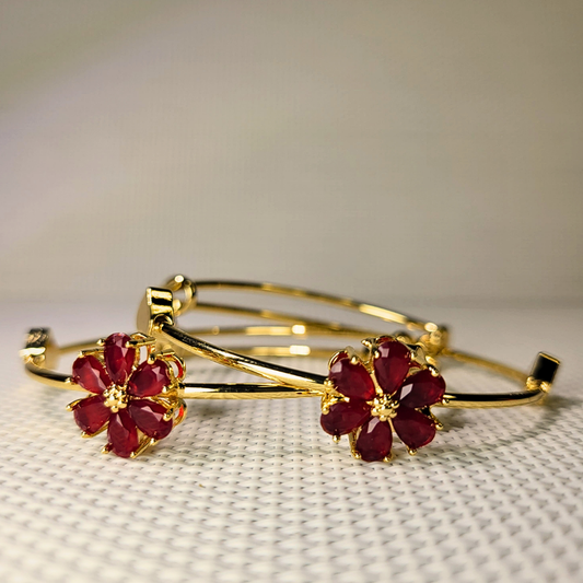 Floral Ruby Crystal Bracelet