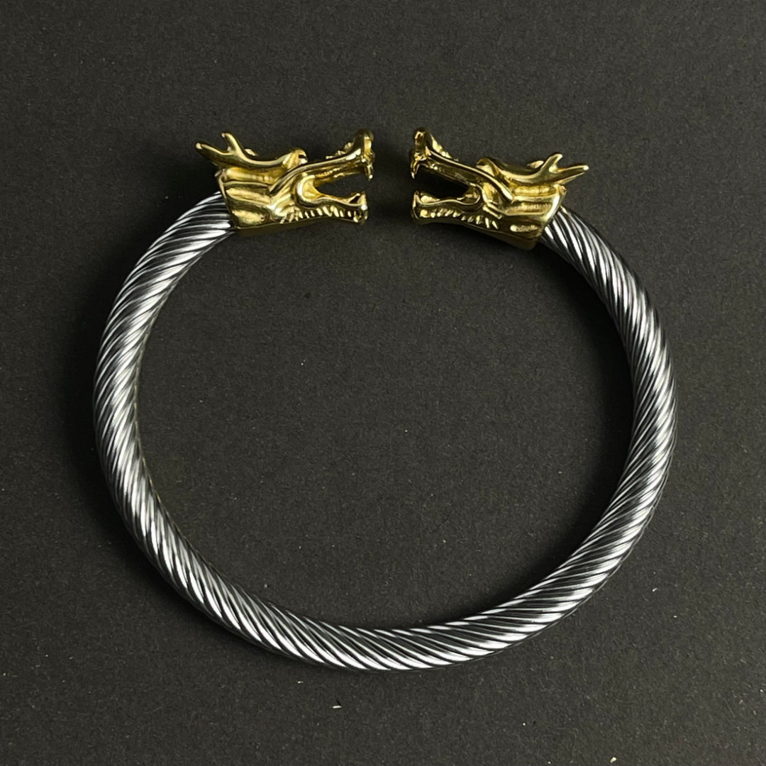 Alpha Dragon Silver/Golden Steel Bracelet for Men