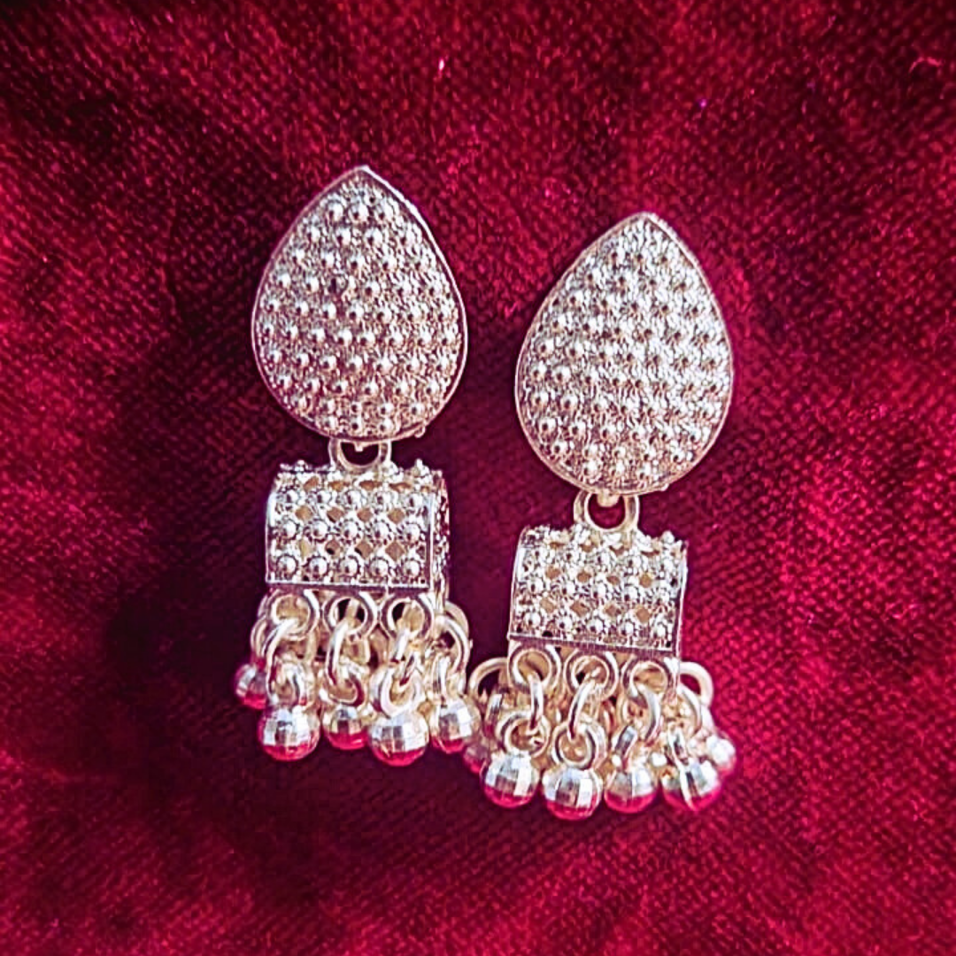 Crystal Pearl Indian traditional Jhumka earrings - Salmanify Jewellers