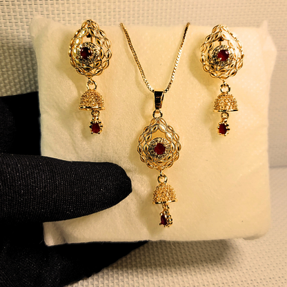 Regal Teardrop Necklace set - Golden