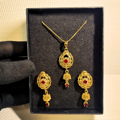 Regal Teardrop Necklace set - Golden