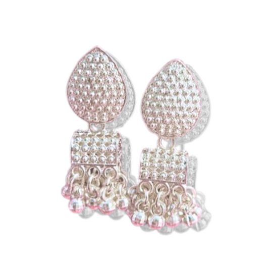 Crystal Pearl Indian traditional Jhumka earrings - Salmanify Jewellers